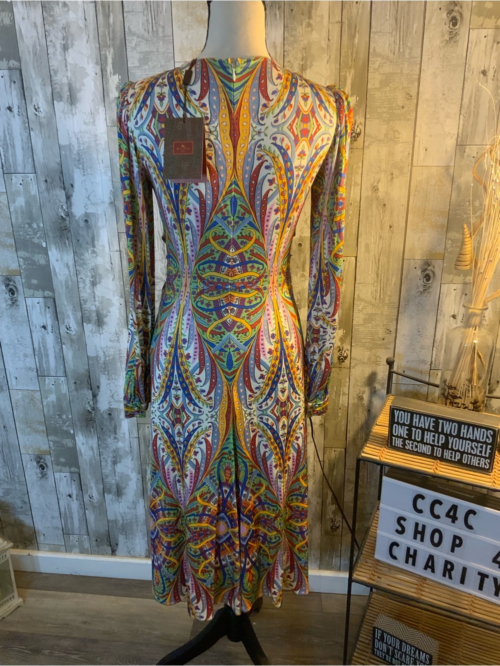 Etro Multicolor Paisley Long-Sleeve Wrap Dress - Picture 4 of 8